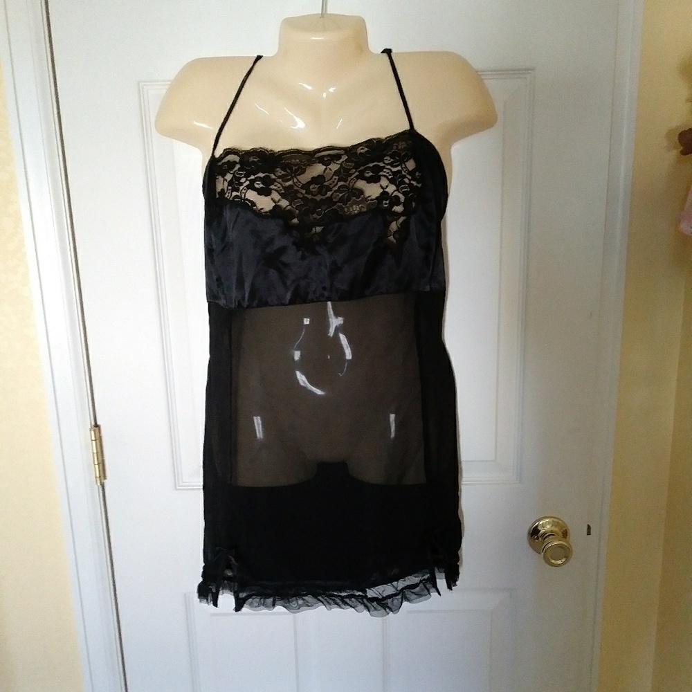 Sexy plus size black nigjtie lingere slip